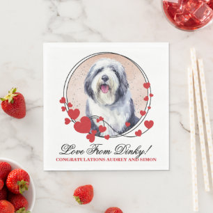 Old English Sheepdog Wedding Napkins With Photo