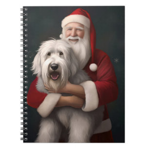 Old English Sheepdog With Santa Claus Festive Notebook