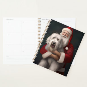 Old English Sheepdog With Santa Claus Festive Planner