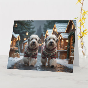 Old English Sheepdogs Christmas Snow Holiday Card