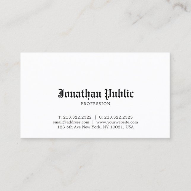 Old English Style Nostalgic Look Professional Chic Business Card (Front)