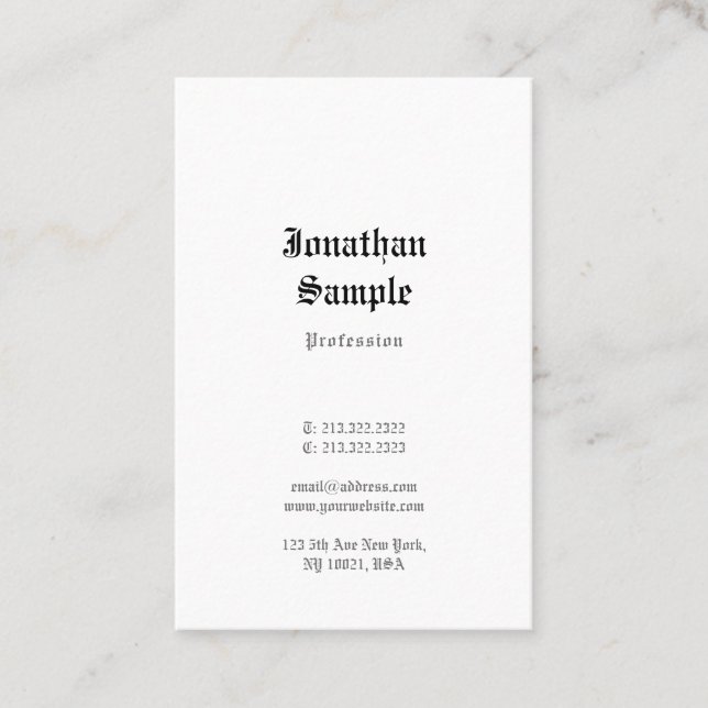 Old English Text Nostalgic Template Cool Classic Business Card (Front)