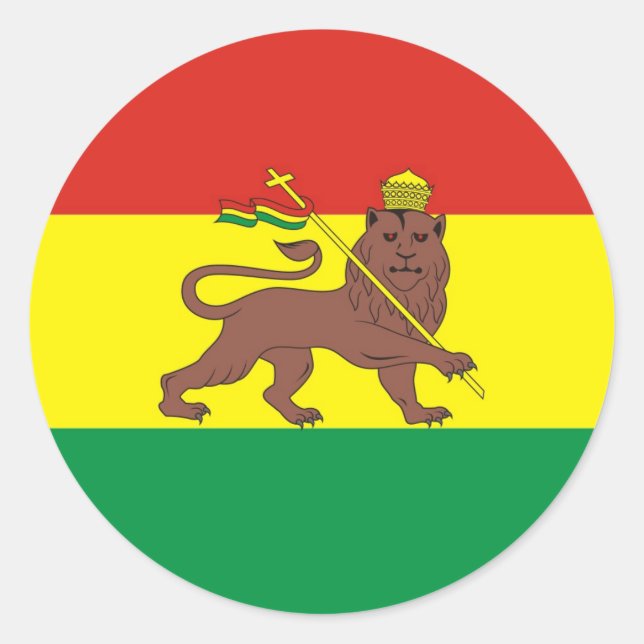 Old Ethiopian Flag with Lion of Judah Classic Round Sticker (Front)