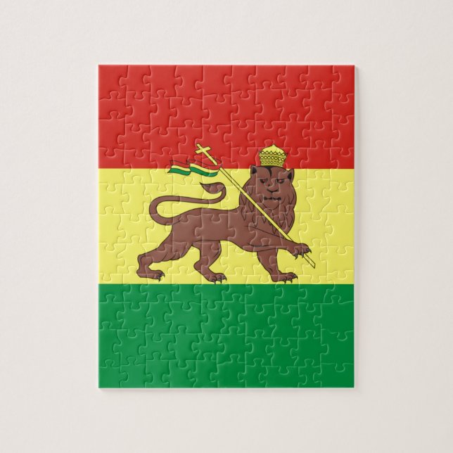 Old Ethiopian Flag with Lion of Judah Jigsaw Puzzle (Vertical)