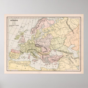 Old Europe 800 AD Map (1901)  Poster