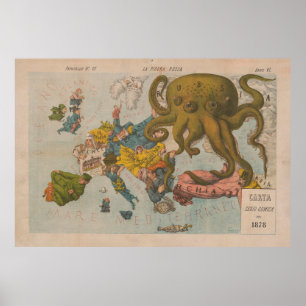 Old Europe Illustrative Map (1878) Poster