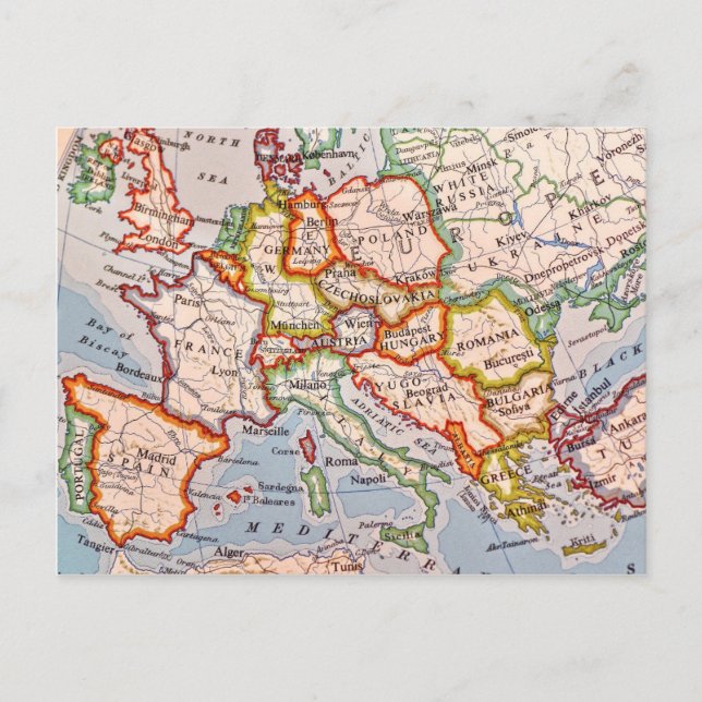 Old Europe map Postcard (Front)