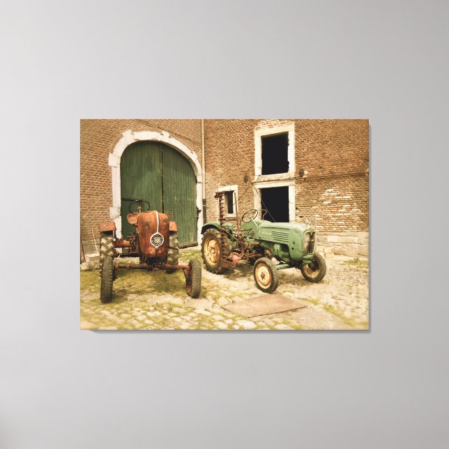 Old European Tractors Canvas Print (Front)