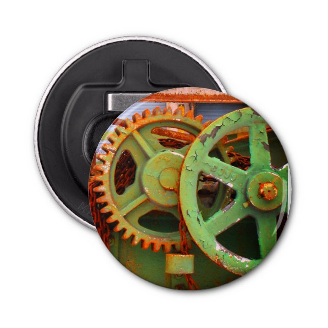 Old Factory Machinery Gears Wheels Vieux Hull Bottle Opener (Front)
