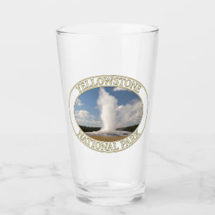 Old Faithful Geyser at Yellowstone National Park Glass