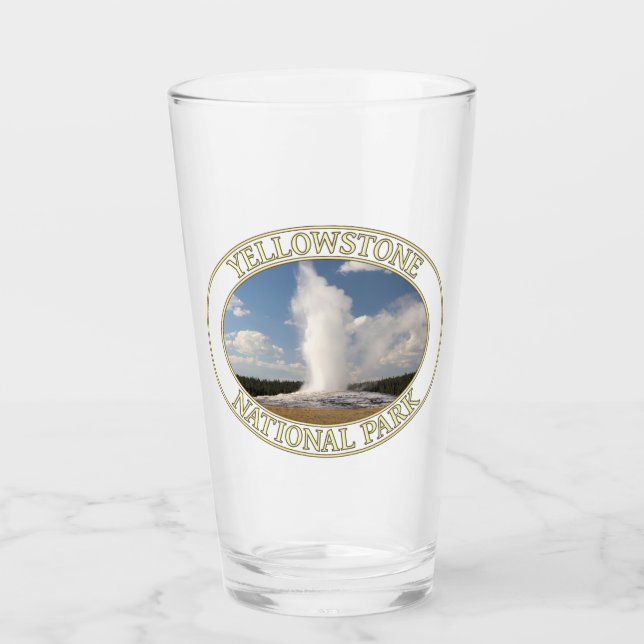 Old Faithful Geyser at Yellowstone National Park Glass (Front)