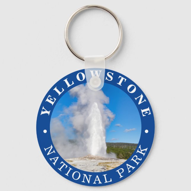 Old Faithful Yellowstone National Park Keychain (Front)