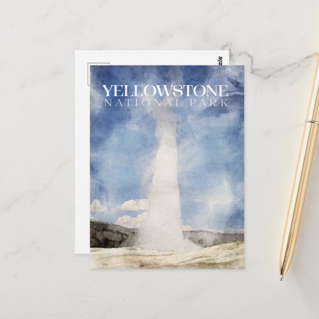 Old Faithful, Yellowstone National Park Postcard (Front/Back In Situ)