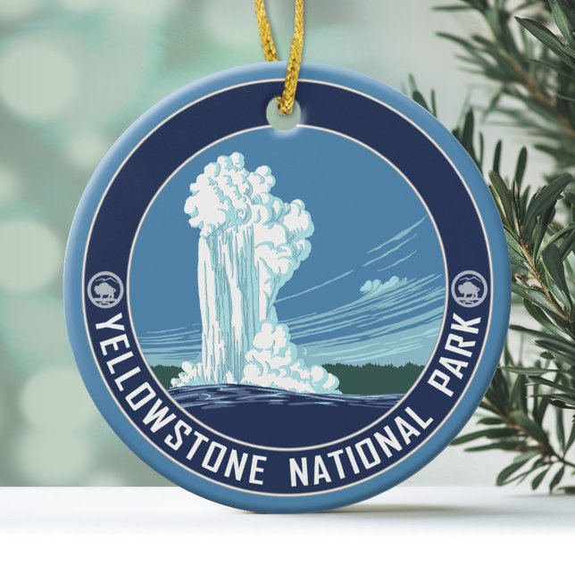 Old Faithful - Yellowstone National Park Souvenir Ceramic Tree Decoration (Personalized Christmas Photo Ornament)