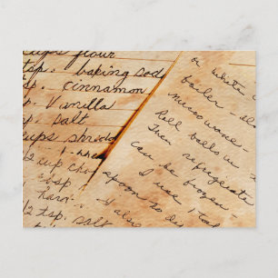 old family recipes postcard