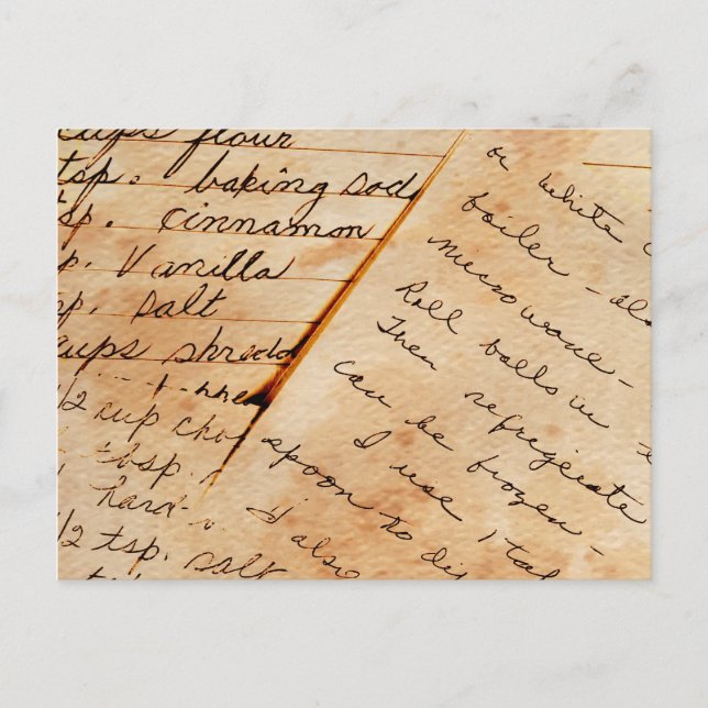 old family recipes postcard (Front)