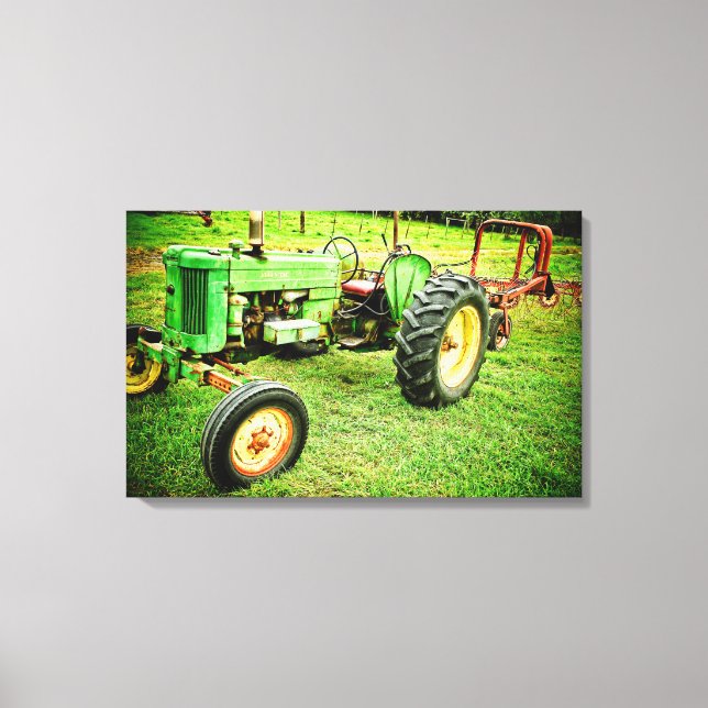 old farm tractor on canvas print (Front)