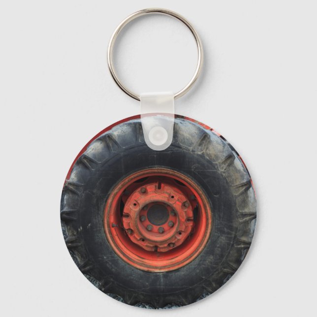Old Farm Tractor Wheel Key Ring (Front)