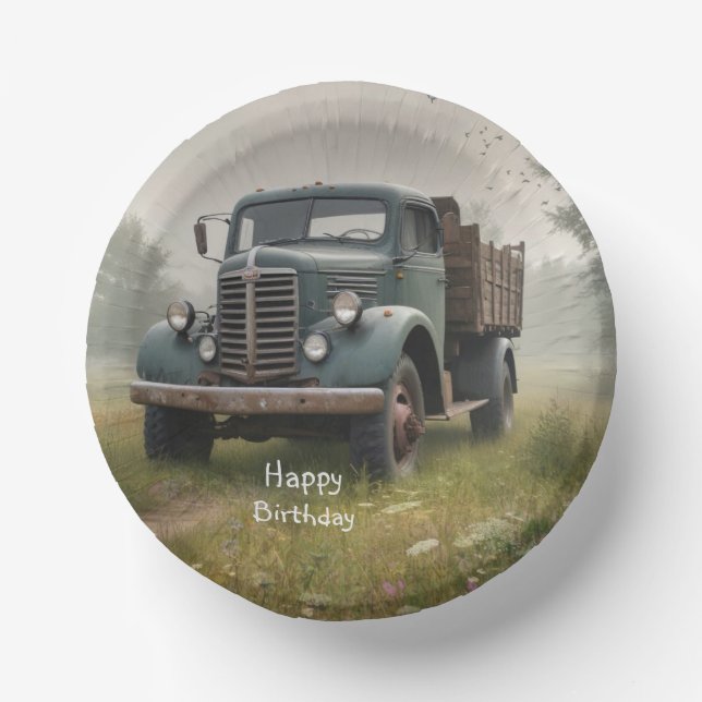 Old Farm Truck  Paper Plate (Front)