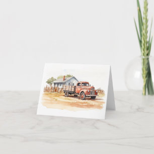 Old Farm Truck with Old Farm House BLANK Card