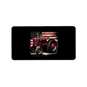 Old Farmall Cub Tractor American Flag Patriotic Fa Label