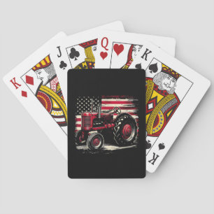 Old Farmall Cub Tractor American Flag Patriotic Fa Playing Cards
