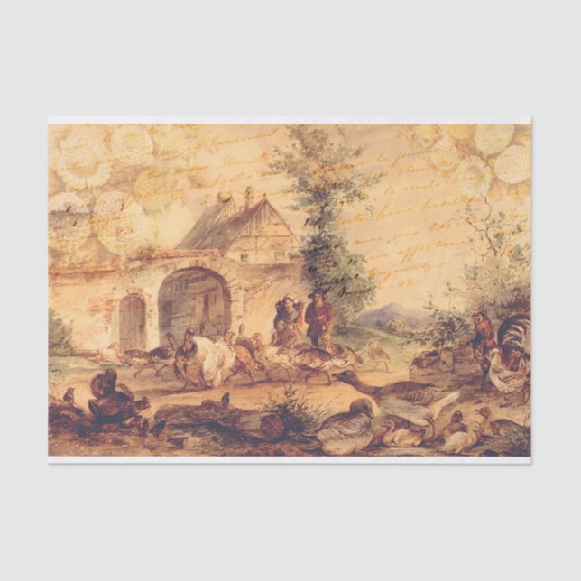Old Farmhouse Decoupage Tissue Paper (Front)