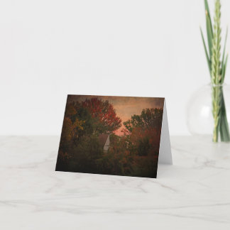 Old Farmhouse in Autumn Woods note card