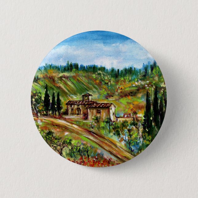 OLD FARMHOUSE IN CHIANTI -TUSCANY 6 CM ROUND BADGE (Front)