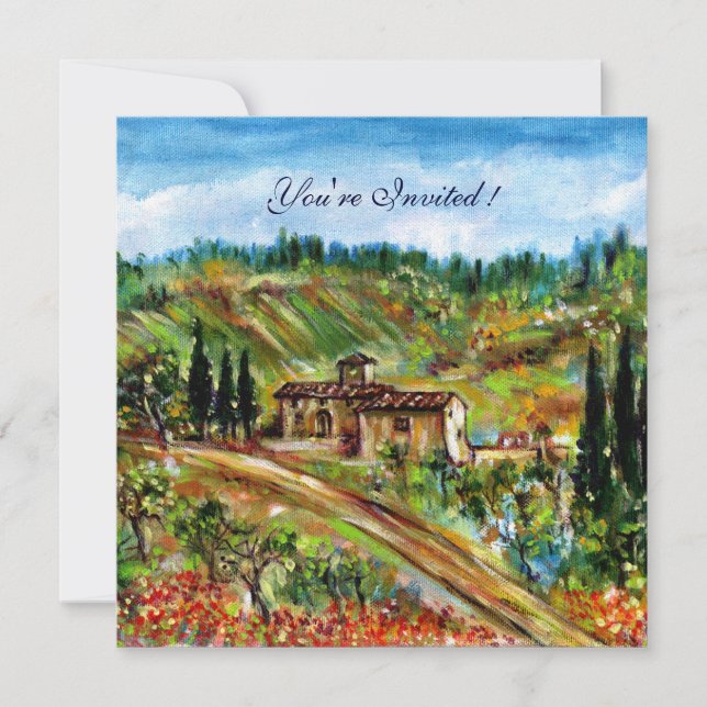 OLD FARMHOUSE IN GREEN TUSCANY LANDSCAPE Rustic Invitation (Front)