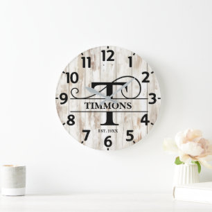 Old Farmhouse T Monogram Large Clock