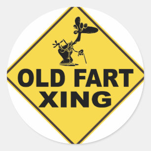 Old Fart Crossing Classic Round Sticker
