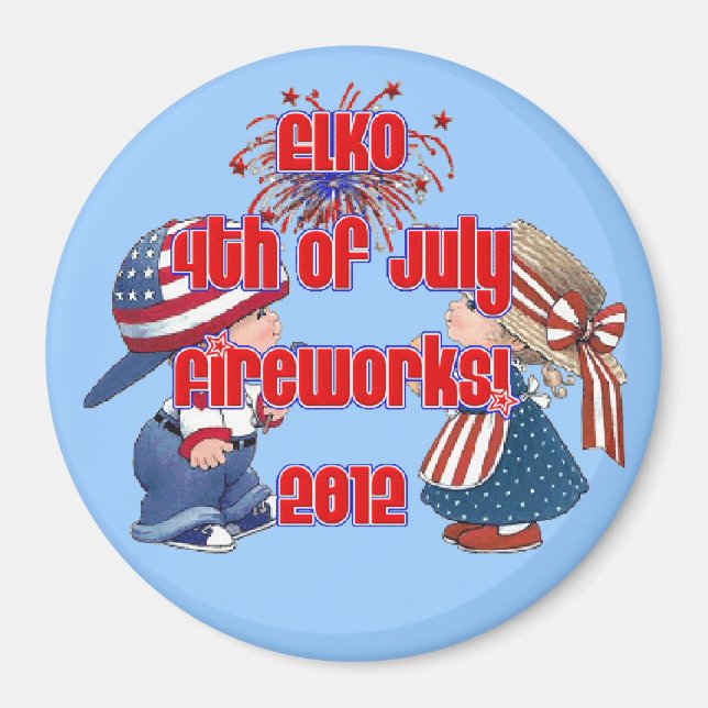 Old-fashion 4th of July Elko Magnet (Front)