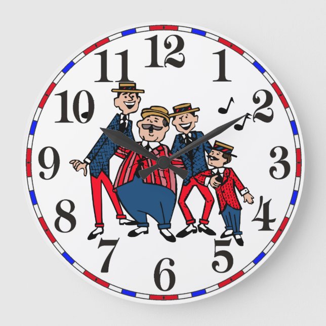 Old Fashion Barbershop Quartet Large Clock (Front)