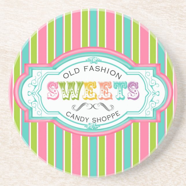 Old fashion Candy Sign Coasters (Front)