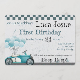 Old Fashion Car Birthday, Baby Shower Invitation