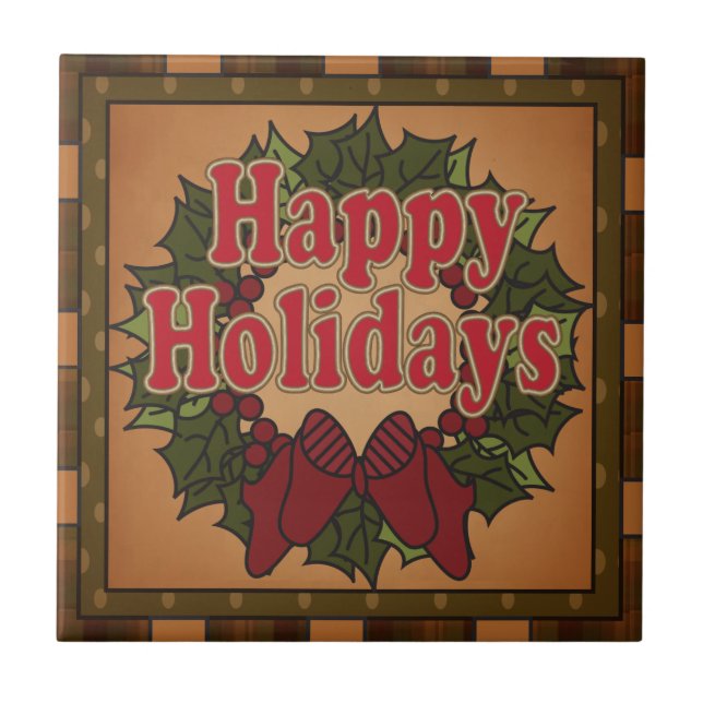 Old Fashion Christmas Wreath Tile (Front)