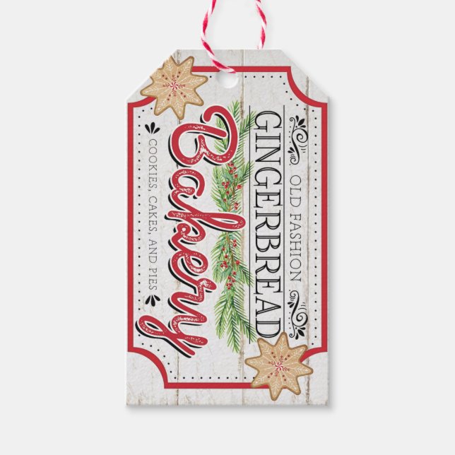 Old Fashion Gingerbread Bakery Gift Tags (Front)
