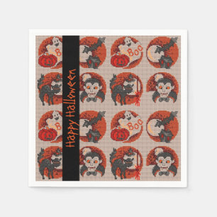Old Fashion Halloween Faux Cross-Stitch Napkins
