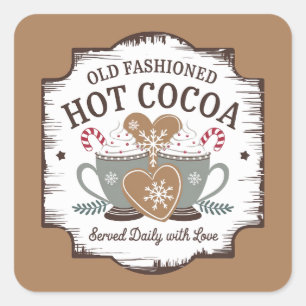 Old Fashion hot cocoa Christmas Holiday Square Sticker