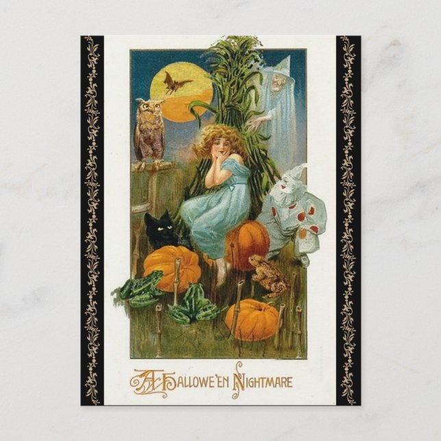 Old Fashion Pumpkin Patch, Halloween Postcard (Front)