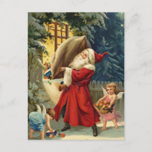 Old Fashion Santa Holiday Postcard