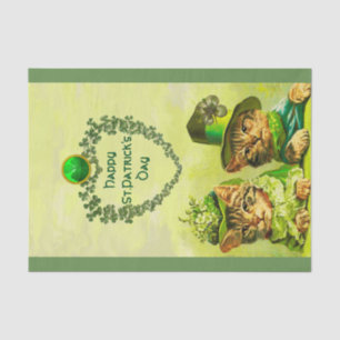 OLD FASHION ST.PATRICK'S DAY CATS HEART MONOGRAM TISSUE PAPER