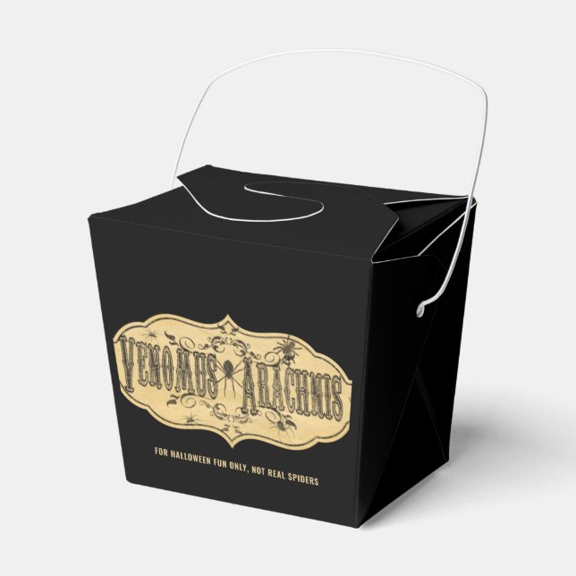 Old Fashion "VENOMUS ARACHNIDS" Halloween Favour Box (Front Side)