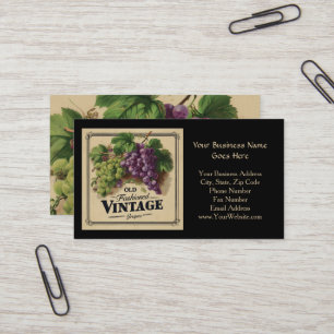 Old Fashion Vintage Grapes, Purple and Black Wine Business Card