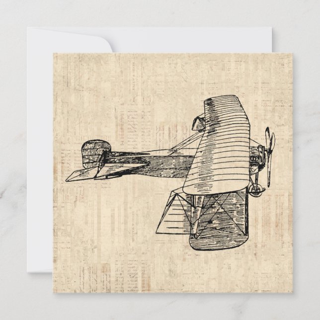 Old Fashioned Aeroplane Invitation (Front)