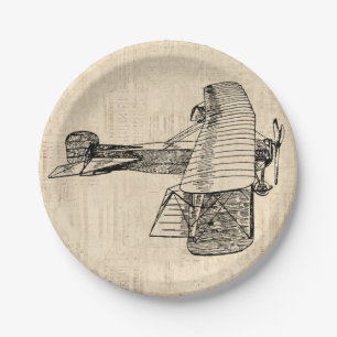Old Fashioned Aeroplane Paper Plate
