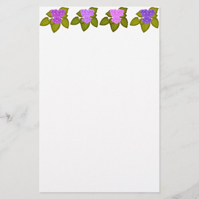 Old Fashioned African Violets Stationery (Front)