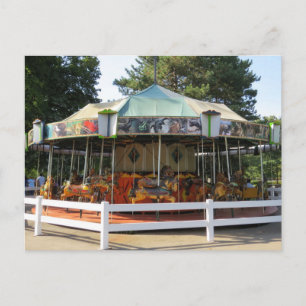 Old Fashioned Antique Carousel Merry Go Round Holiday Postcard