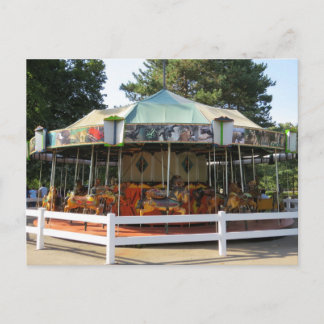 Old Fashioned Antique Carousel Merry Go Round Holiday Postcard